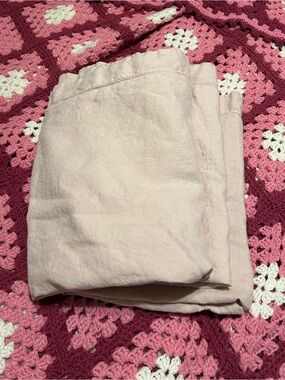 Pottery Barn Blush Pink 100% Linen Euro Shams Set of 3, EUC.